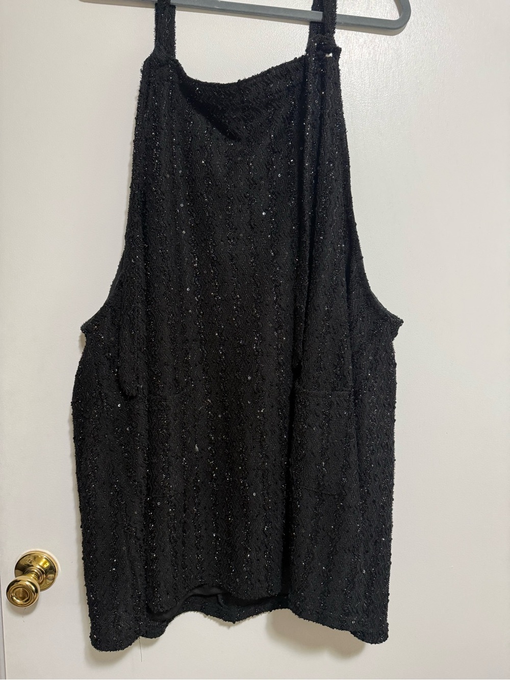 ARULA Black Sequin Knit Sleeveless Mini Dress